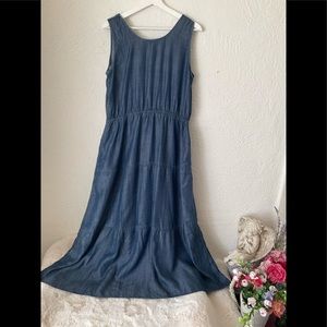 Talbots denim peasant maxi dress 14P
